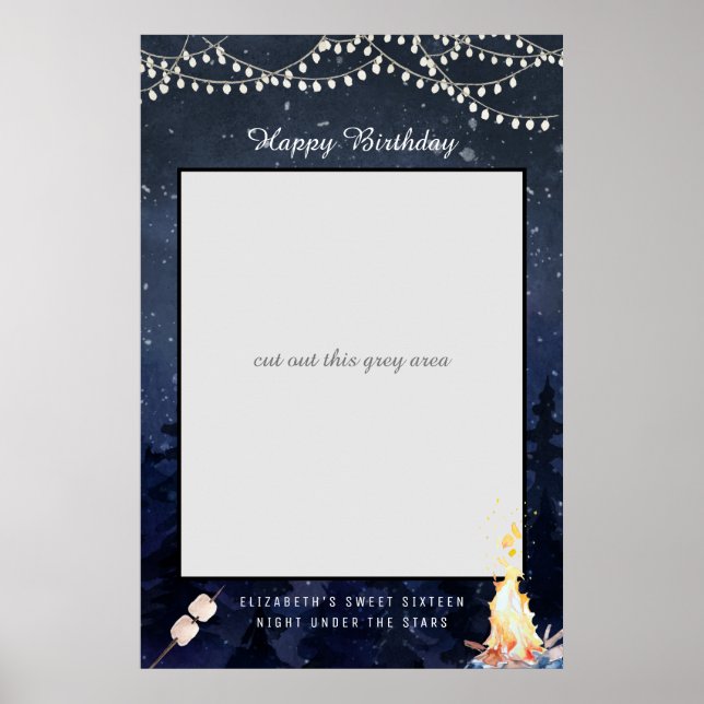 Bonfire Camping | Birthday Photo Prop Sign (Front)