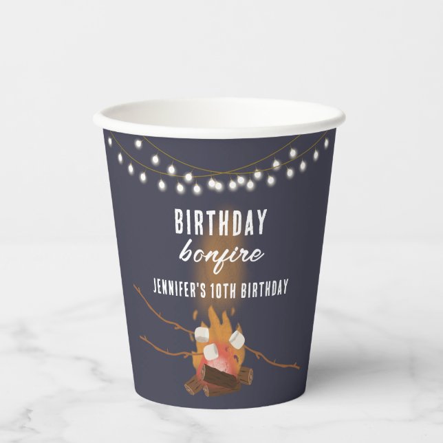 Bonfire & Camping Outdoor Campfire Birthday Party Paper Cups (Front)