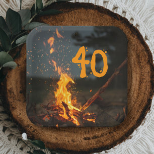 Bonfire Dads Birthday Party Paper Plate