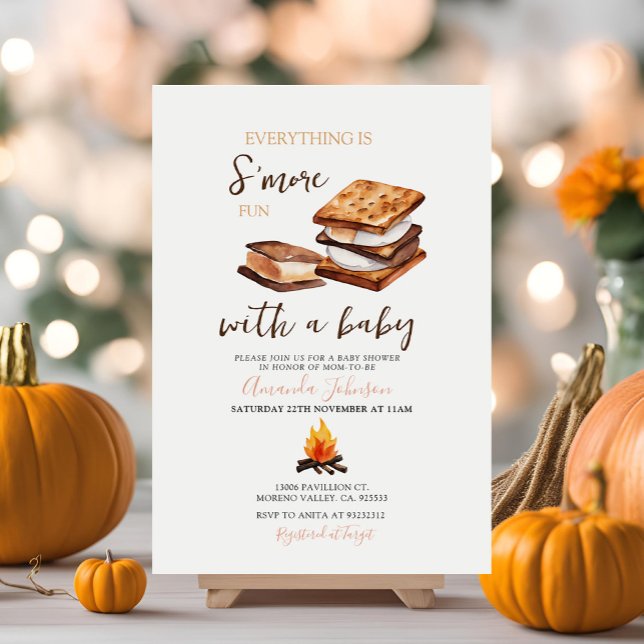 Bonfire Everything is S'more Fun Fall Baby Shower Invitation (Creator Uploaded)