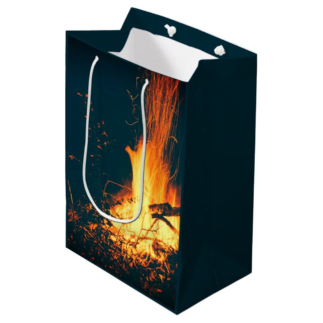 Bonfire Fire Campfire Medium Gift Bag (Front Angled)