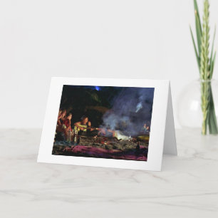BONFIRE, FRIENDS, BEACH=HAPPY BIRTHDAY FRIEND CARD