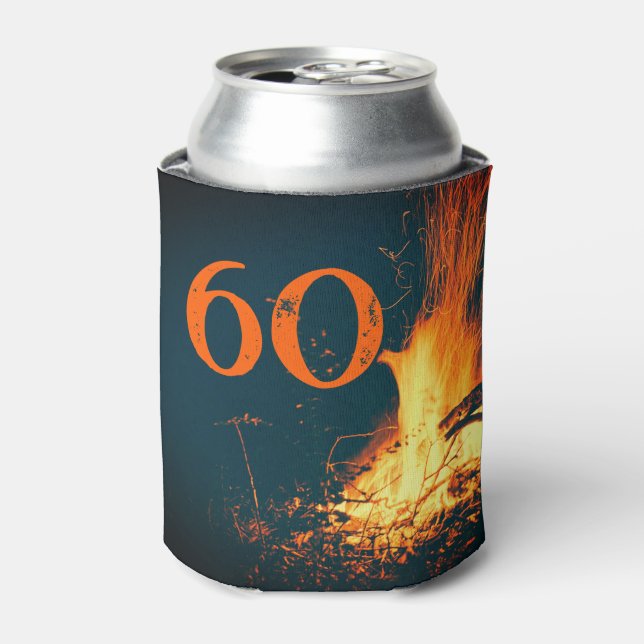 Bonfire His Birthday Age Birthday Party Can Cooler (Can Front)