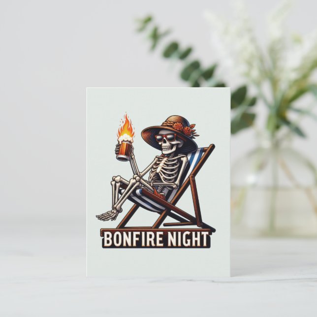 Bonfire Night - Beach Camping Holiday Postcard (Standing Front)