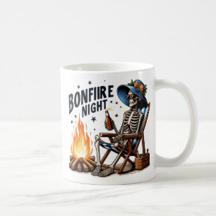 Bonfire Night - Skeleton Drinking by the Fire Coffee Mug