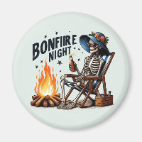 Bonfire Night - Skeleton Drinking by the Fire