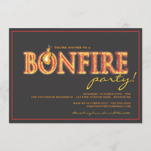 Bonfire on Fire Campfire Flames Party Invitation