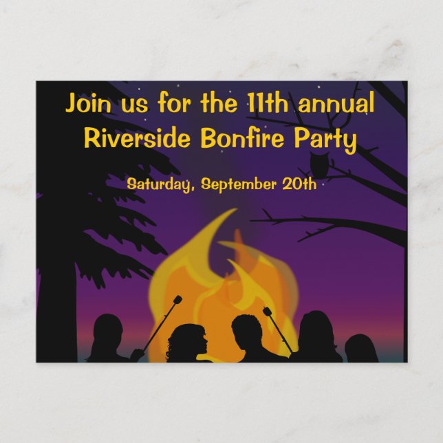 Bonfire Outdoor Party Postcard Invitation (Front)