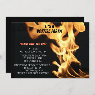 Bonfire Party Campfire Flames Camp Out Invitation