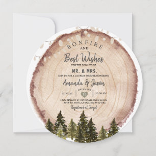 Bonfire Rustic Wood Couple Shower String Light Invitation