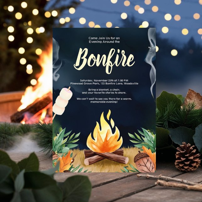 Bonfire Rusting Outdoor Night Sky Fall Winter Invitation (Creator Uploaded)