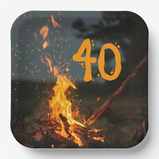 Bonfire Sparks Birthday Party Paper Plate (Front)