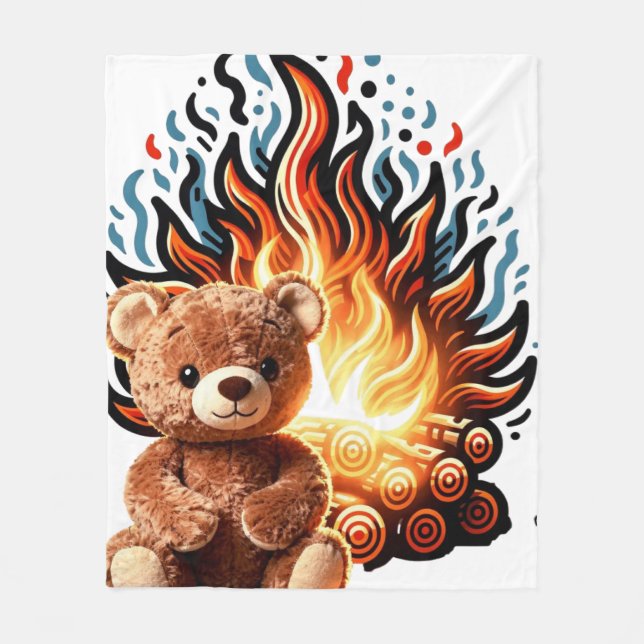 Bonfire tedy Bear Fleece Blanket (Front)