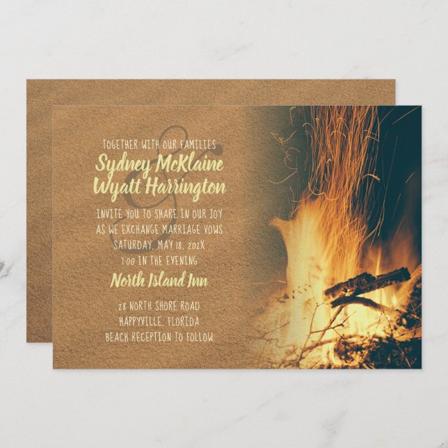 Bonfire Wedding Invitation Template (Front/Back)