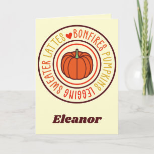 Bonfires Pumpkins Leggings Sweater Lattes Autumn Card