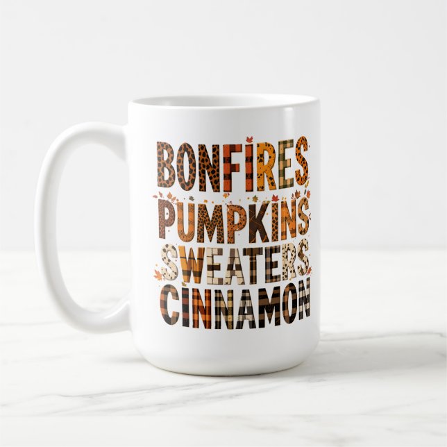 Bonfires Pumpkins Sweaters Cinnamon  - Fall Autumn Coffee Mug (Left)