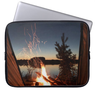 Bonfre near body of water laptop sleeve