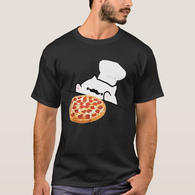 Bongo Cat Pizza Chef Dank Memes T-Shirt (Front)