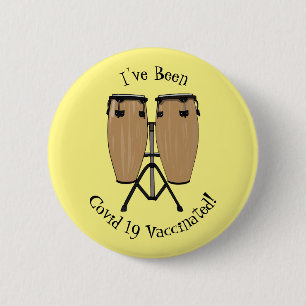 Bongo drum cartoon illustration 6 cm round badge
