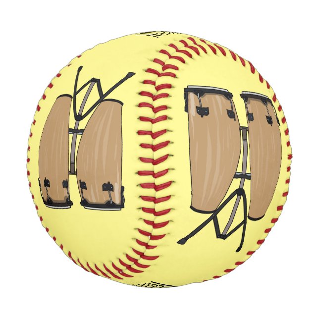 Bongo drum cartoon illustration  baseball (Angled)