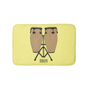Bongo drum cartoon illustration bath mat
