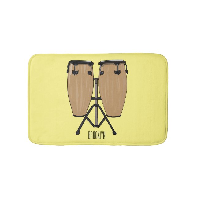 Bongo drum cartoon illustration  bath mat (Front)