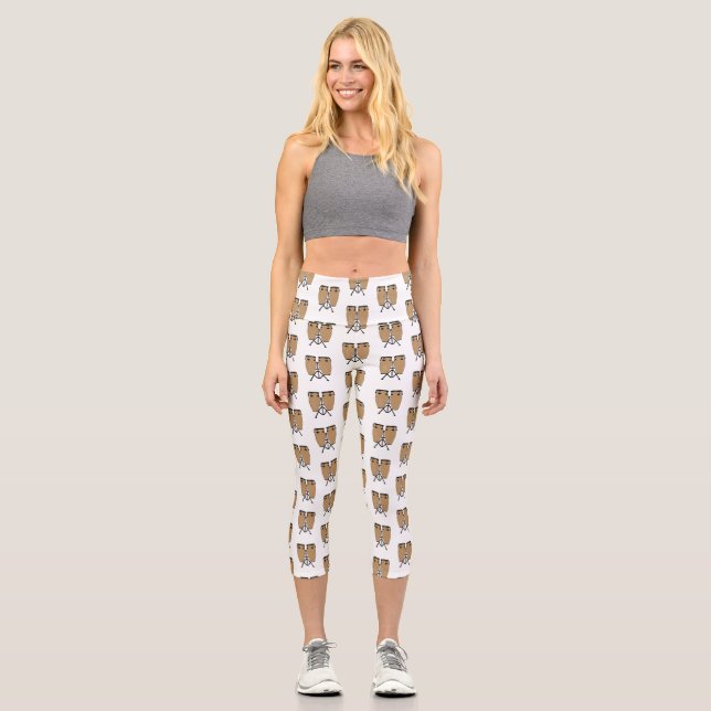 Bongo drum cartoon illustration  capri leggings (Front)