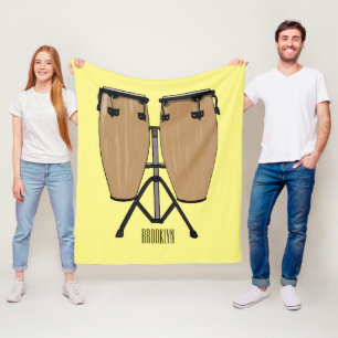 Bongo drum cartoon illustration fleece blanket