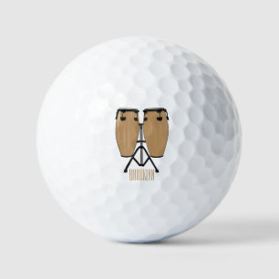 Bongo drum cartoon illustration  golf balls