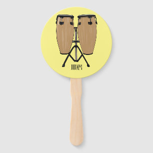 Bongo drum cartoon illustration  hand fan