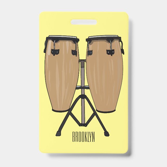 Bongo drum cartoon illustration  ID badge (Front)