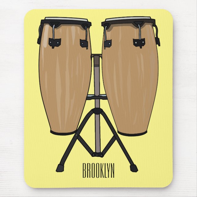 Bongo drum cartoon illustration  mouse mat (Front)