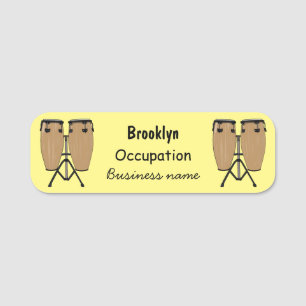 Bongo drum cartoon illustration name tag