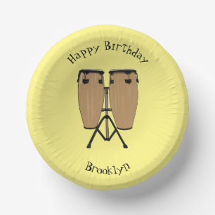 Bongo drum cartoon illustration paper plate