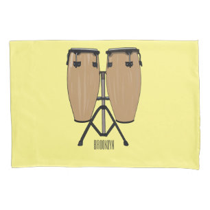 Bongo drum cartoon illustration  pillowcase