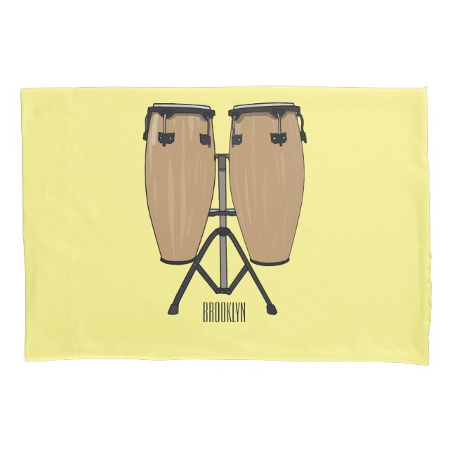 Bongo drum cartoon illustration  pillowcase (Front)