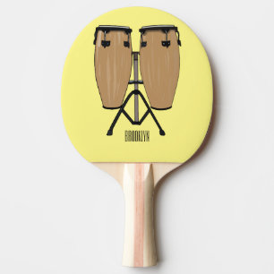 Bongo drum cartoon illustration ping pong paddle