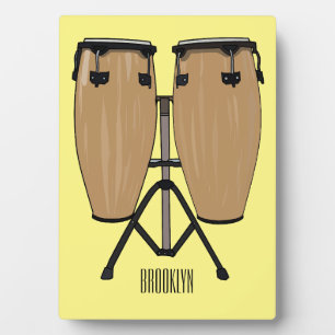 Bongo drum cartoon illustration  plaque