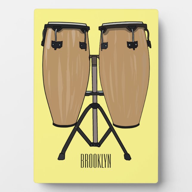 Bongo drum cartoon illustration  plaque (Front)