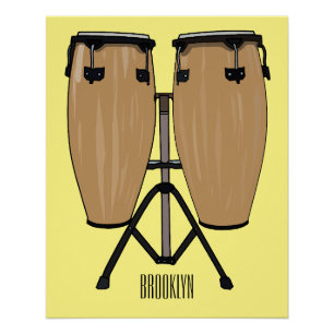 Bongo drum cartoon illustration  poster