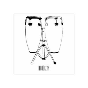 Bongo drum cartoon illustration rubber stamp