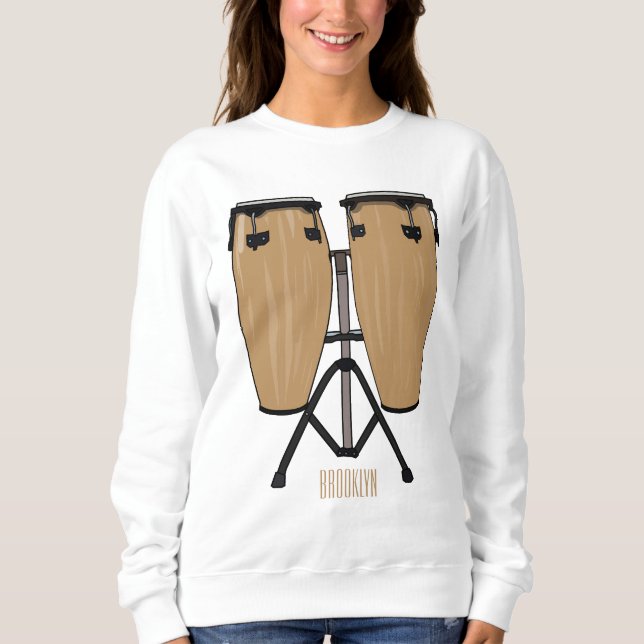 Bongo drum cartoon illustration  sweatshirt (Front)
