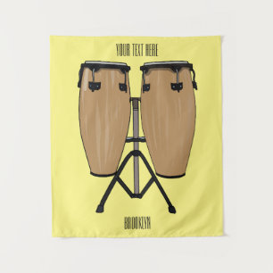 Bongo drum cartoon illustration  tapestry