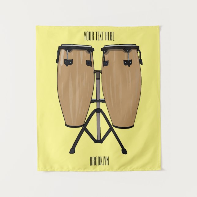 Bongo drum cartoon illustration  tapestry (Front)