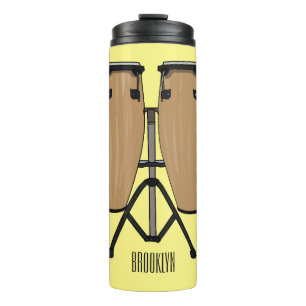 Bongo drum cartoon illustration  thermal tumbler