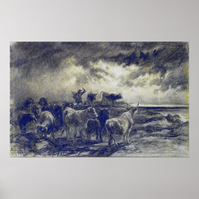 Bonheur - A Cowherd Driving Cattle Poster (Front)