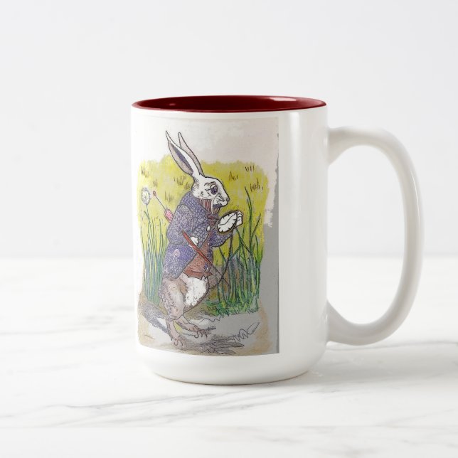 Bonhomme Bunny with Pocket Watch Two-Tone Coffee Mug (Right)