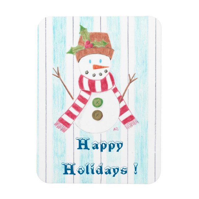 Bonhomme de neige premium magnet (Vertical)