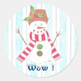 Bonhomme de neige (Wow !) reward Classic Round Sticker