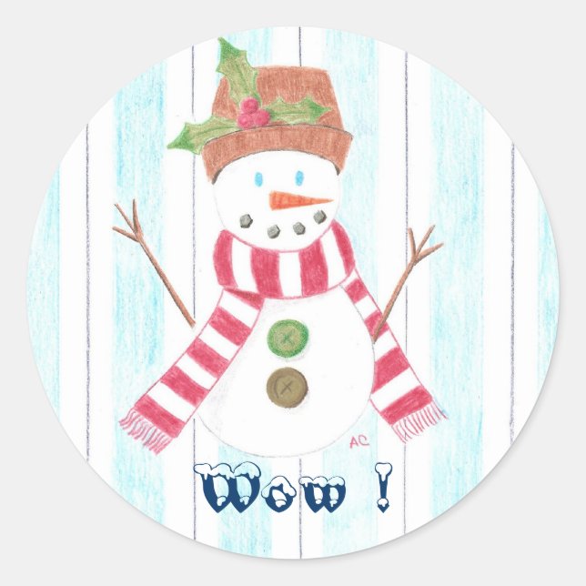 Bonhomme de neige (Wow !) reward Classic Round Sticker (Front)
